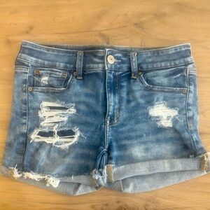 American Eagle Next Level Stretch Women's Distressed Denim Jean Shorts Sz 10
